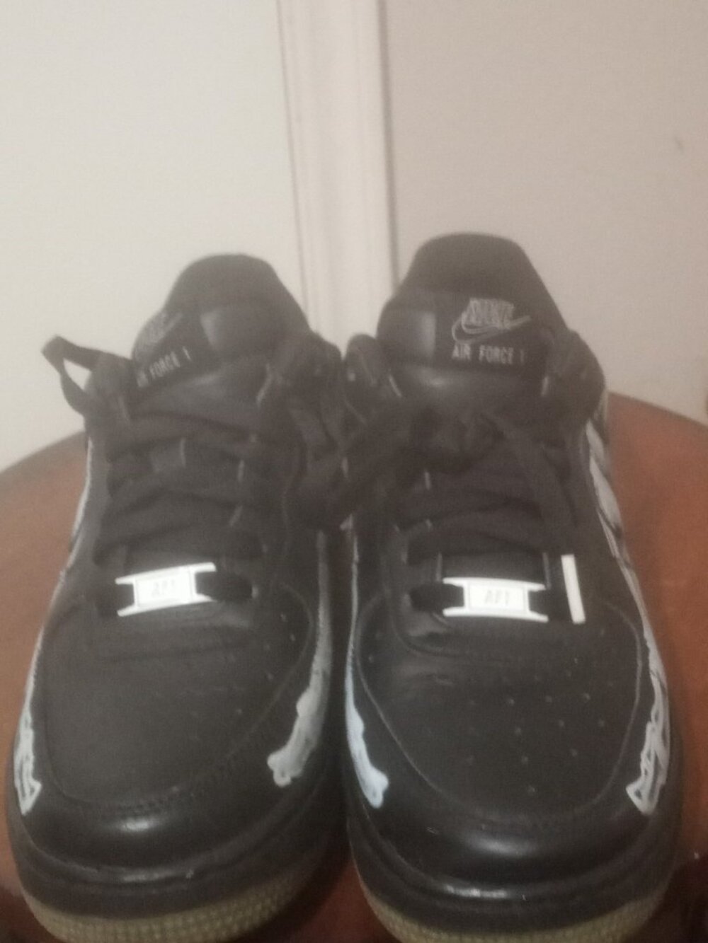 Nike Air Force 1 Low '07 QS Black Skeleton Size 6 Pre-Owned BQ7541-001 - Picture 5 of 12